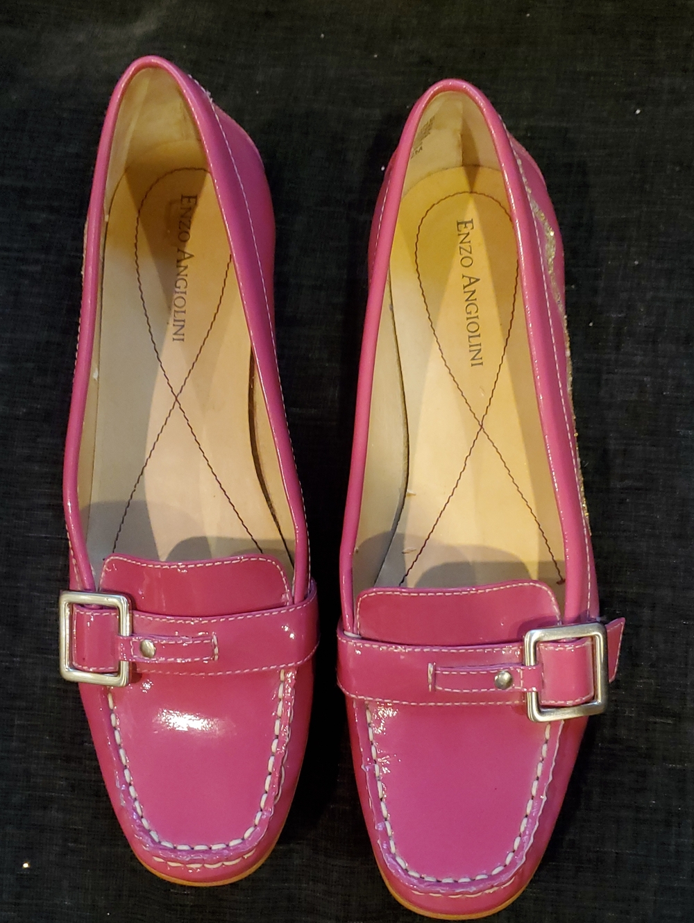 Enzo Angiolini Women's Hot Pink Patent Loafers with Buckle